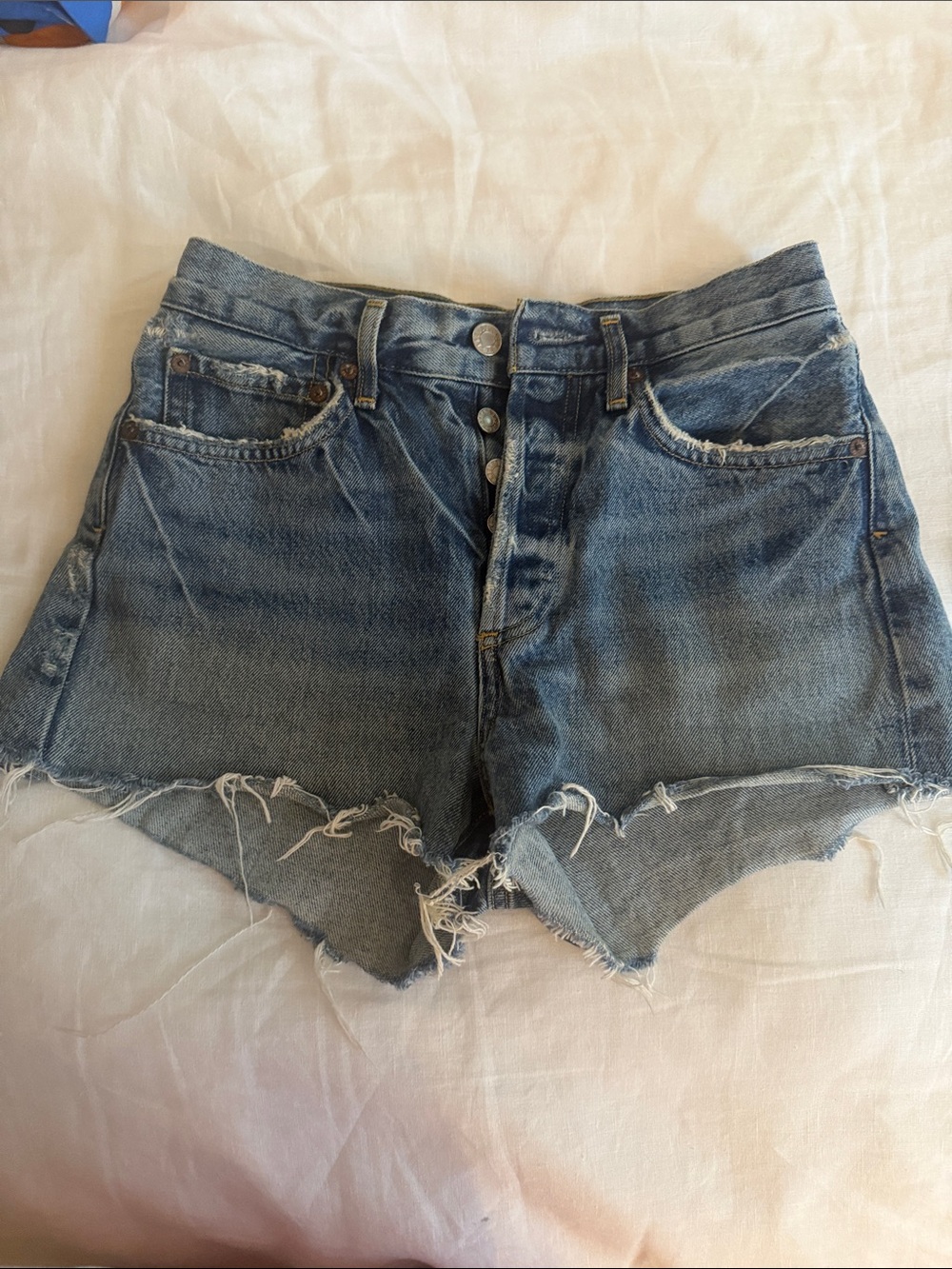 Agolde Vintage Light Blue Cutoff Jean Shorts